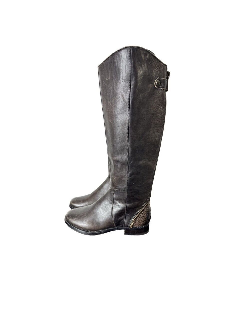 Capezzani Brown Leather Tall Riding Boots Size 39/US 8 Made In Italy Pull On